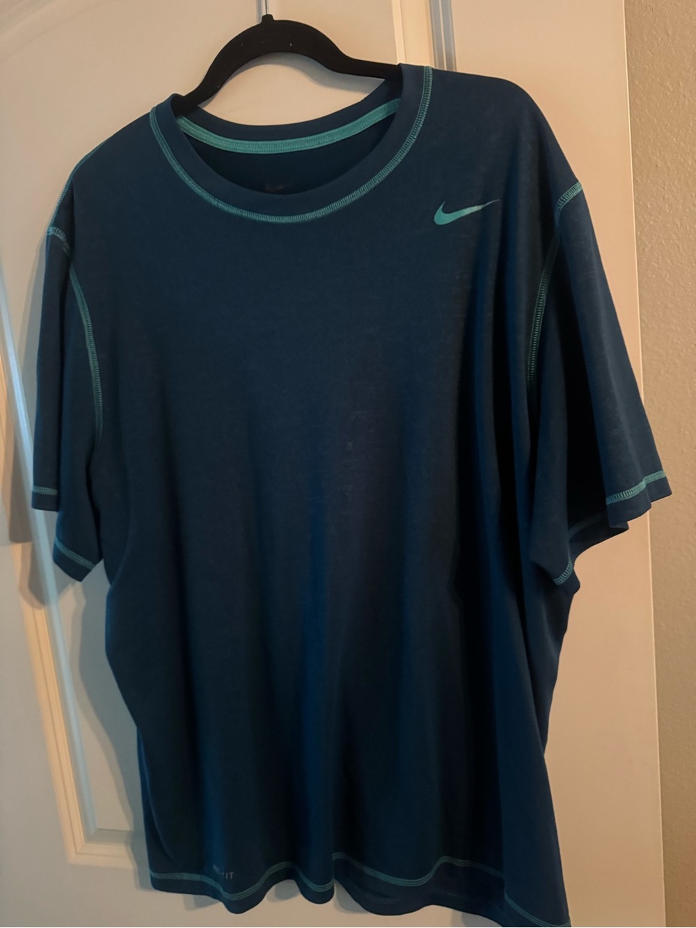 Nike Navy Short Sleeve Dri-FIT Shirt with Teal Accents